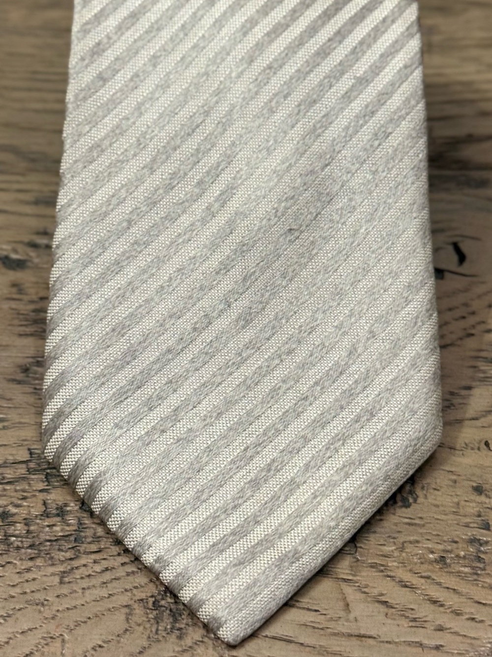 Canali Silver Striped Silk Tie